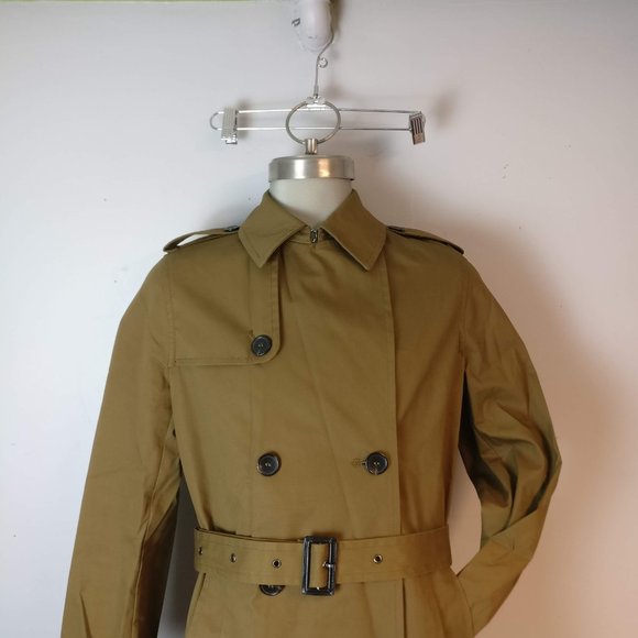 Minimalist Double Breasted belted Long Trench Coat with pockets 38R UnLined, new - Picture 4 of 16